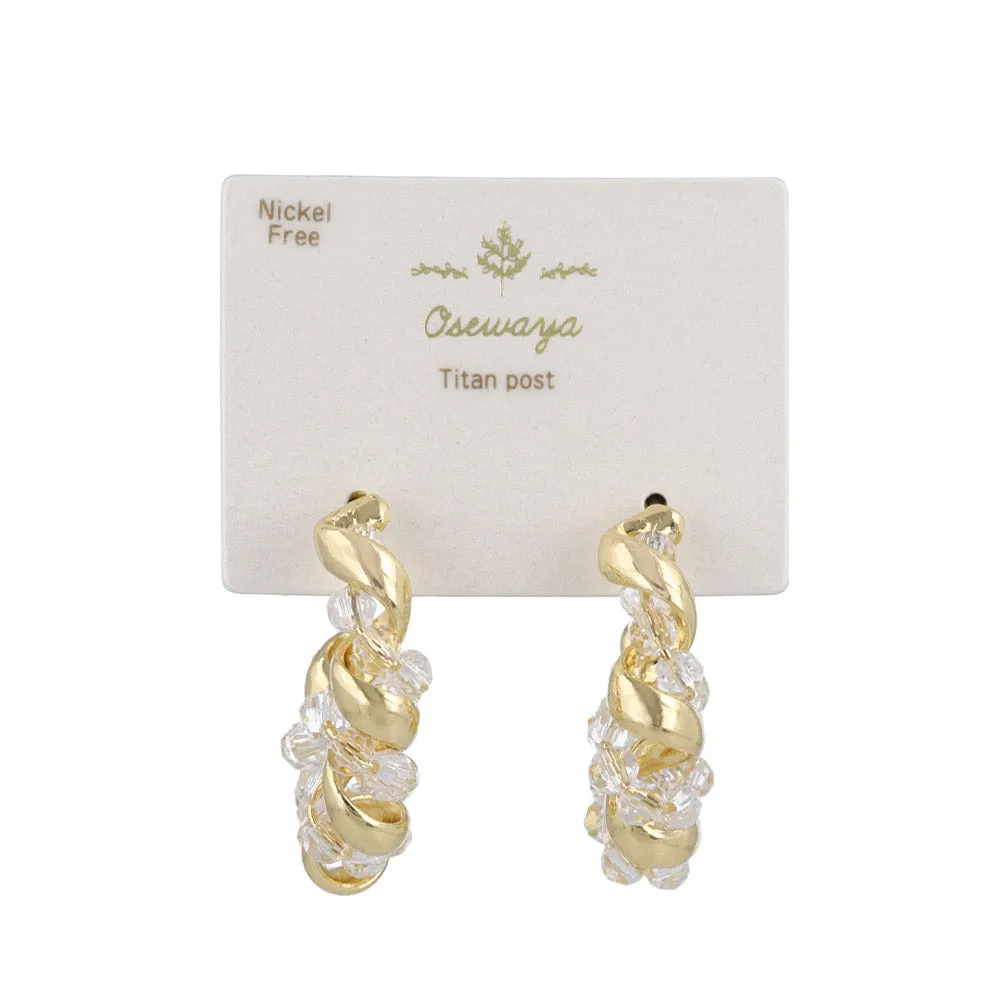 Beaded Spiral C Shaped Earrings