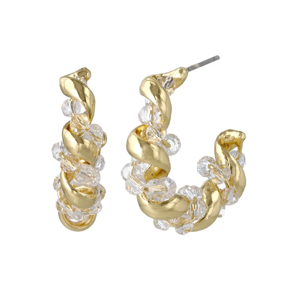 Beaded Spiral C Shaped Earrings