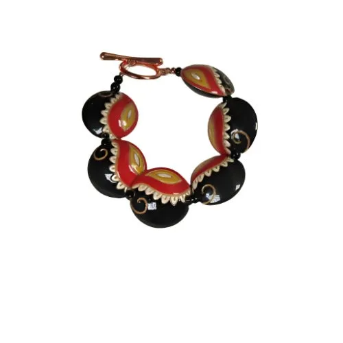 Black & Red Handmade Bead Bracelet