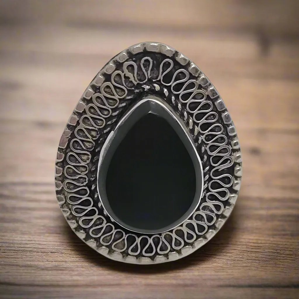 Black Stone Tribal Ring