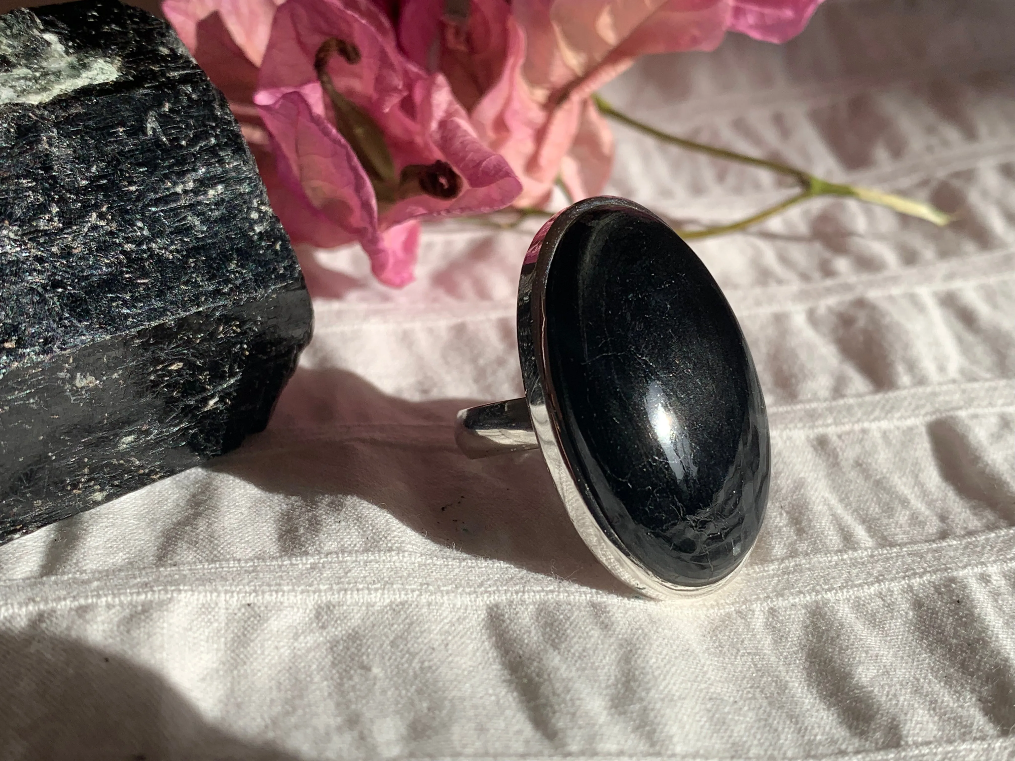 Black Tourmaline Naevia Ring - Large Oval (US 6.5 & 7)