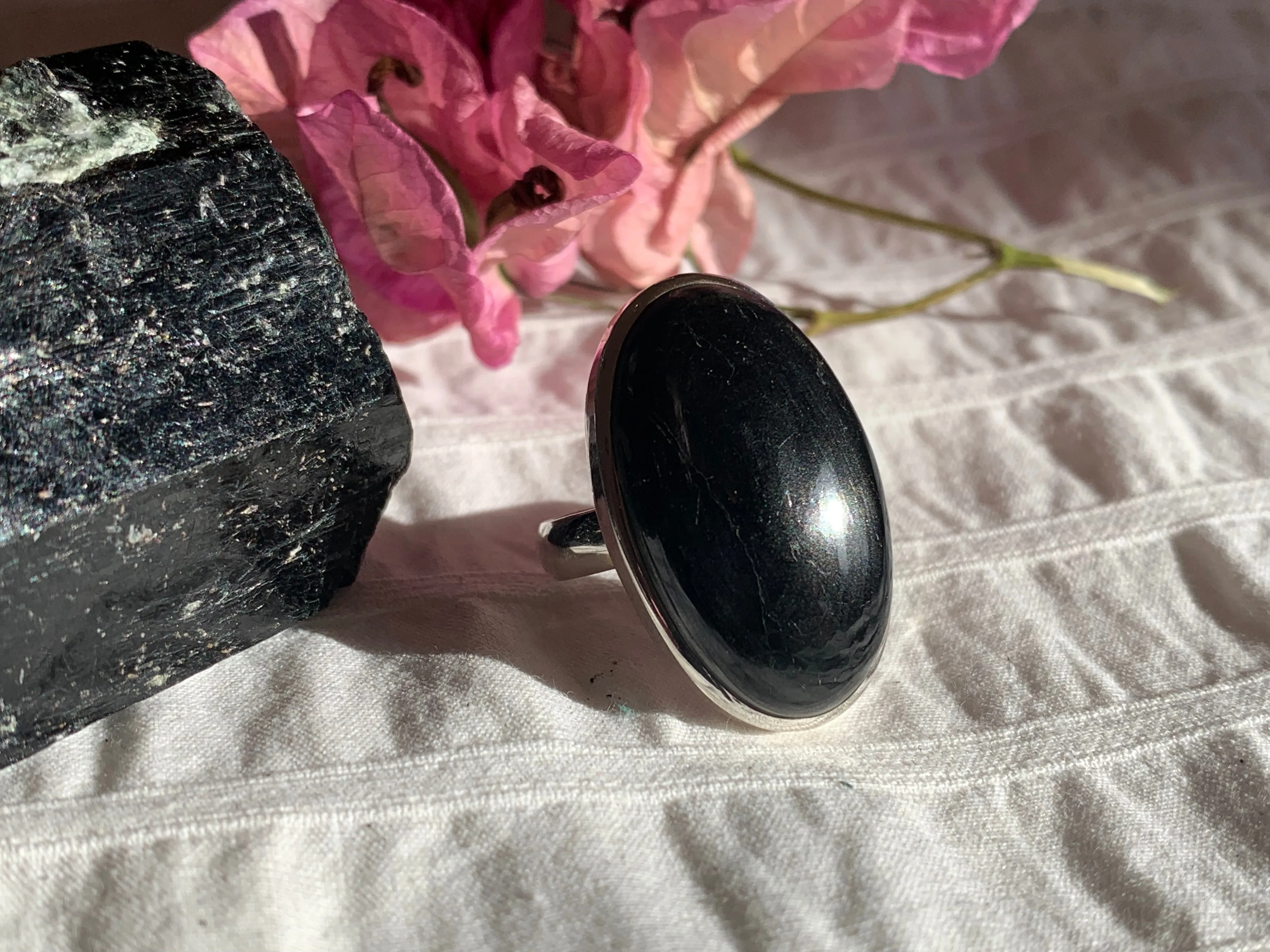 Black Tourmaline Naevia Ring - Reg. Oval (US 6.5 & 7)