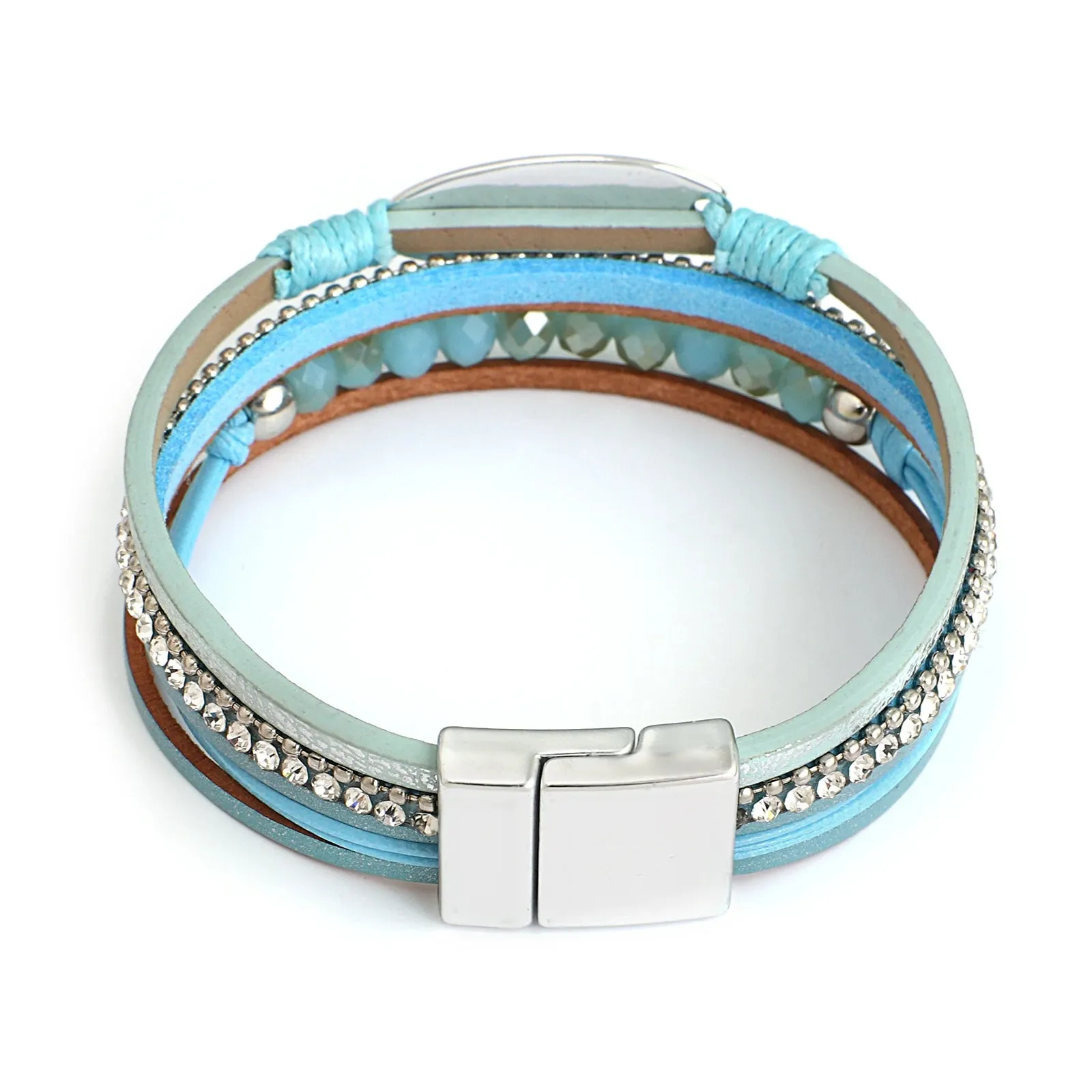 'Blessed' Charm Cuff Bracelet - blue