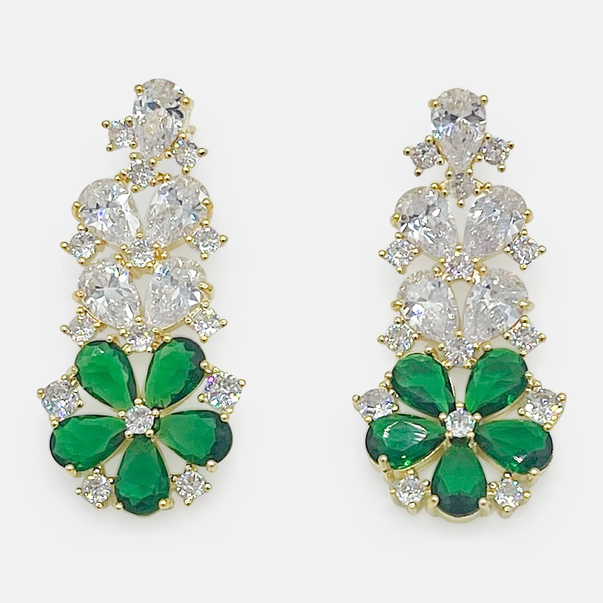 Blossom Cascade Earrings – Emerald Edition