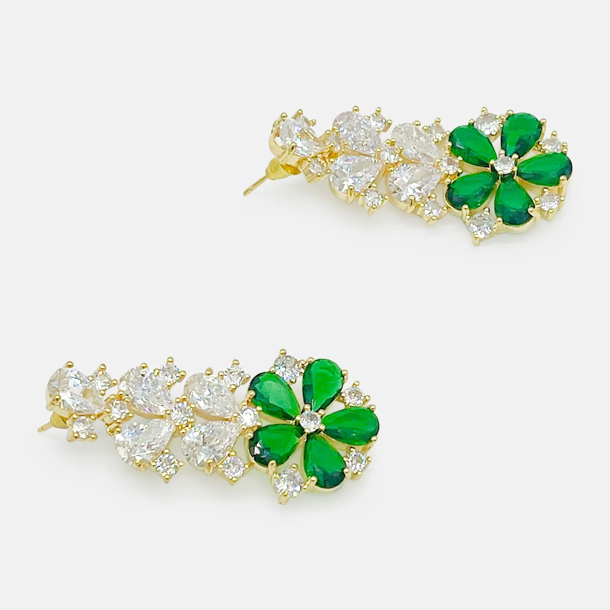 Blossom Cascade Earrings – Emerald Edition