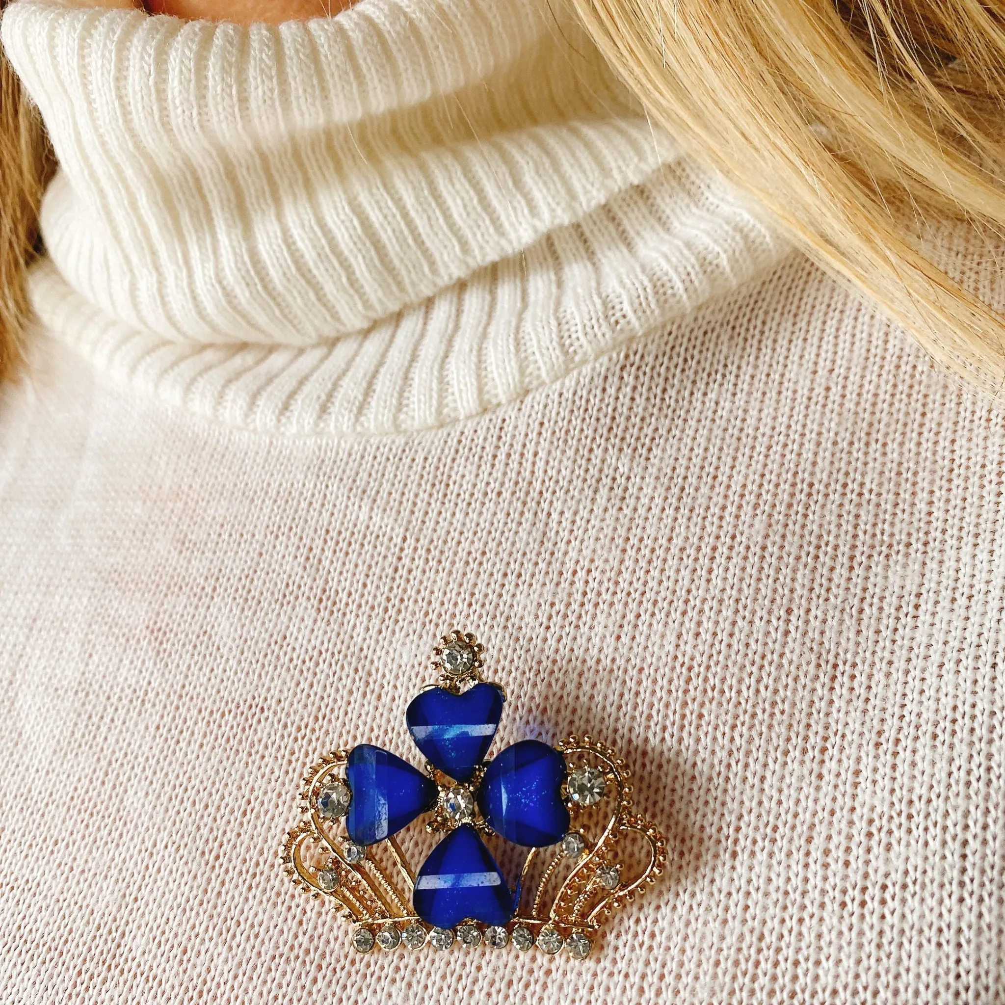 Blue Brooch with Rhinestone - As Seen with Gok