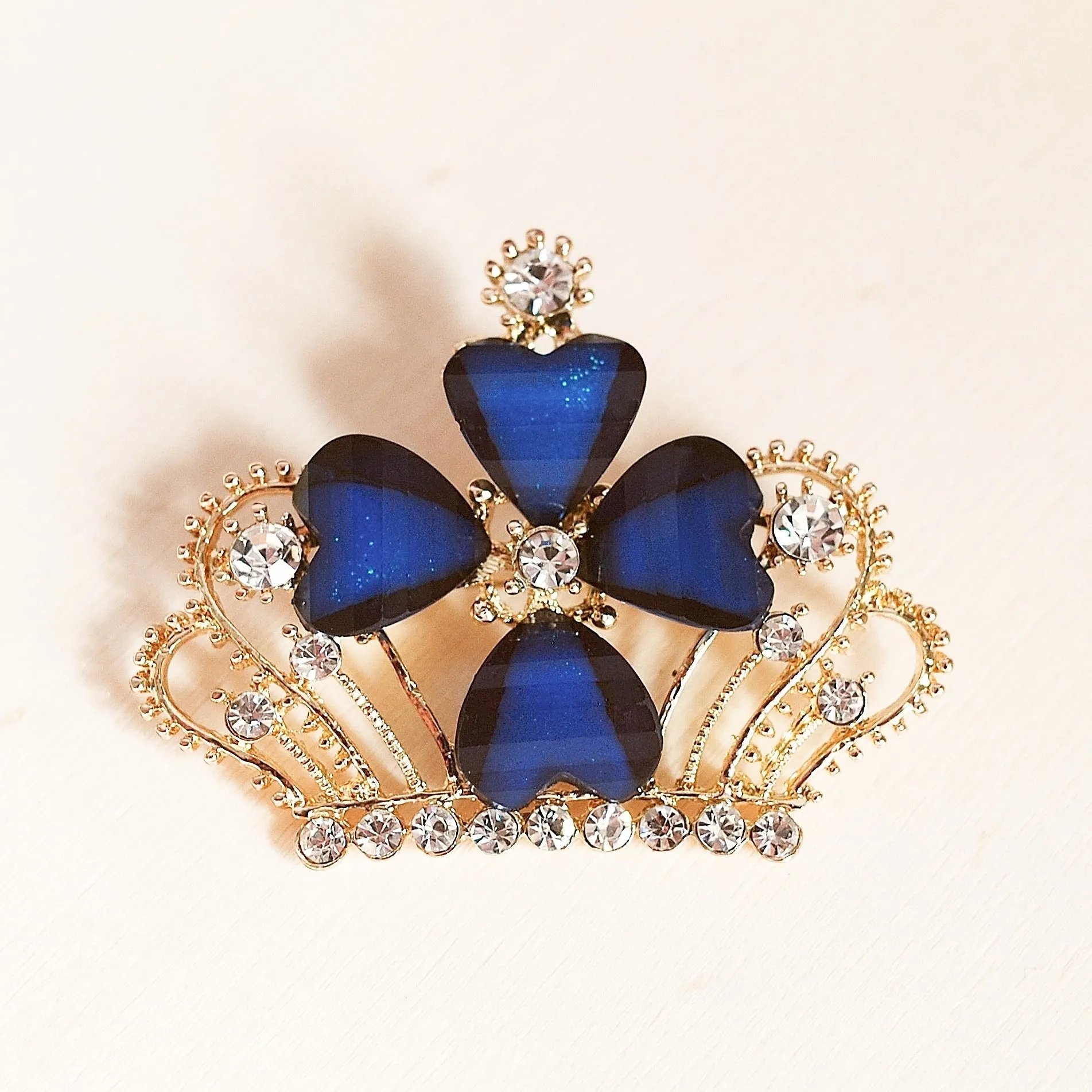 Blue Brooch with Rhinestone - As Seen with Gok