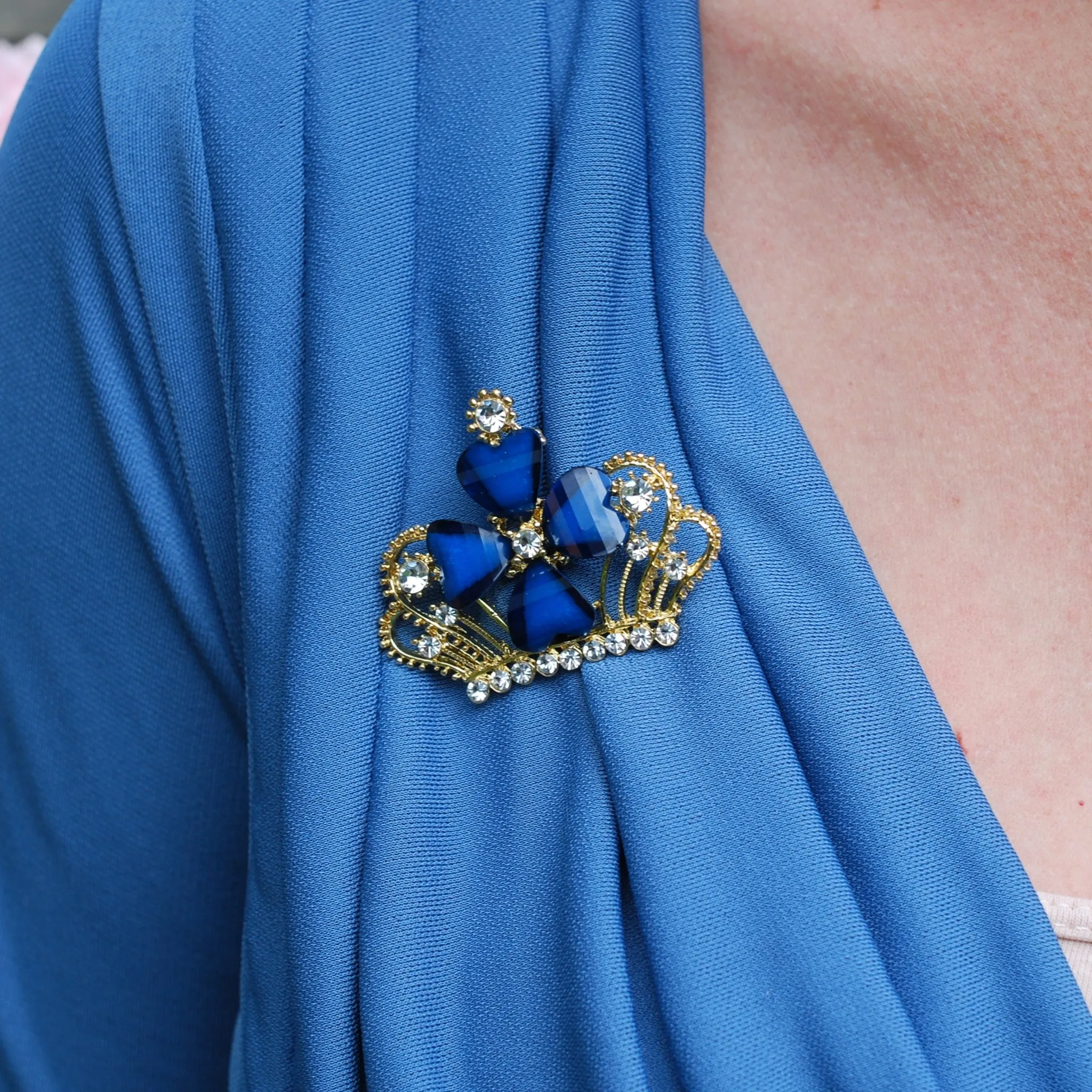 Blue Brooch with Rhinestone - As Seen with Gok