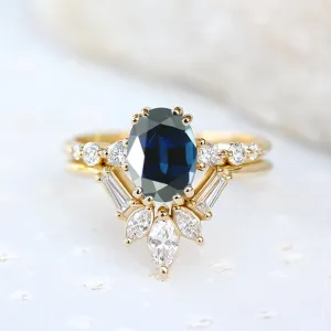 Blue sapphire & Diamonds Engagement Rings set, Candy pop   Artemis