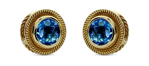 Blue Topaz 18 Karat Gold Earrings