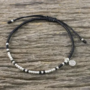 Bohemian Life in Black Bohemian Black Cord and 950 Silver Beaded Bracelet