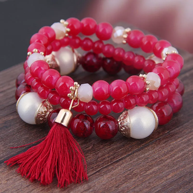 Bohemian spring and summer multi-layer stretch rope handmade beaded bracelet