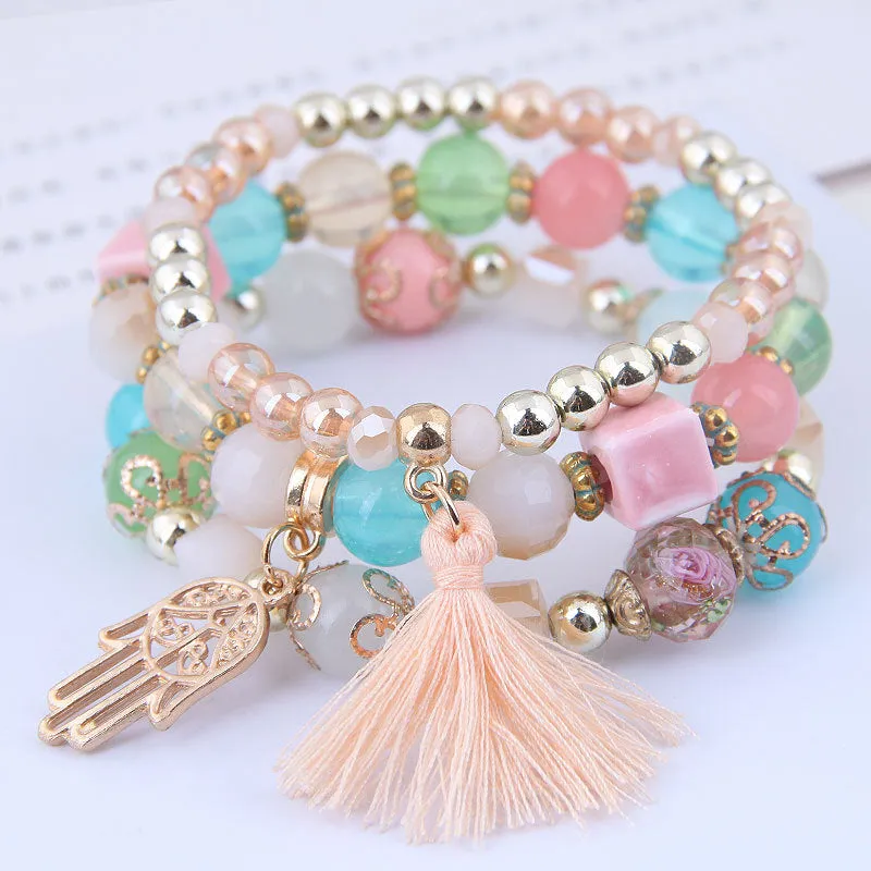 Bohemian spring and summer multi-layer stretch rope handmade beaded bracelet