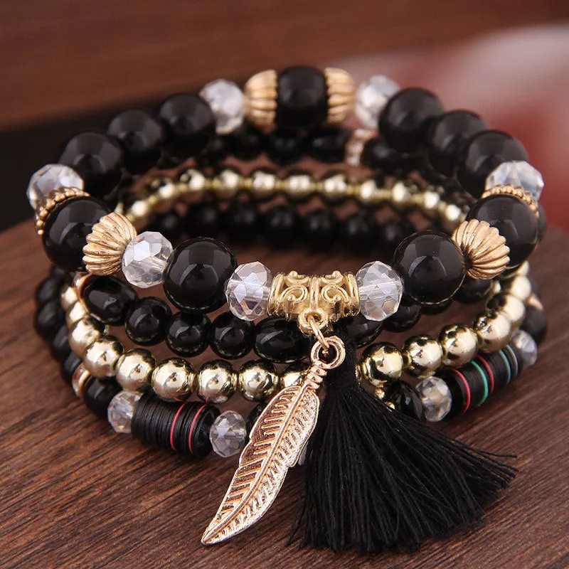 Bohemian spring and summer multi-layer stretch rope handmade beaded bracelet