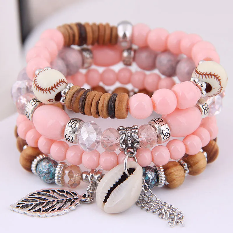 Bohemian spring and summer multi-layer stretch rope handmade beaded bracelet