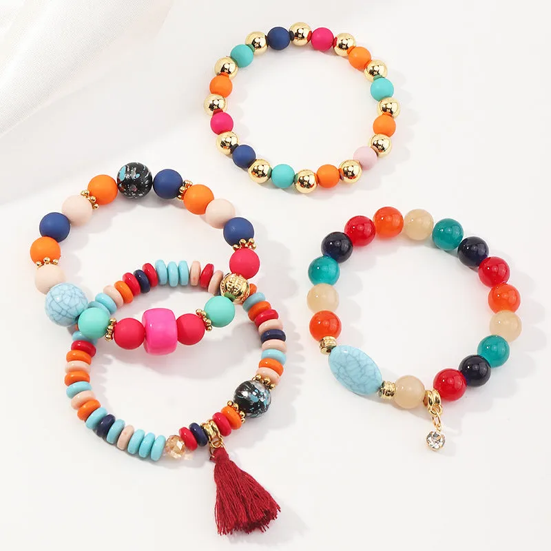 Bohemian Style Turquoise Bracelet Tassel Beaded Multi-layer Bracelet