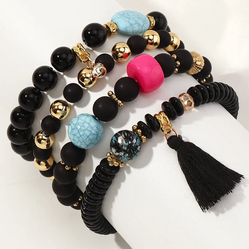 Bohemian Style Turquoise Bracelet Tassel Beaded Multi-layer Bracelet