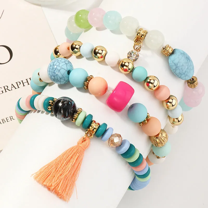 Bohemian Style Turquoise Bracelet Tassel Beaded Multi-layer Bracelet