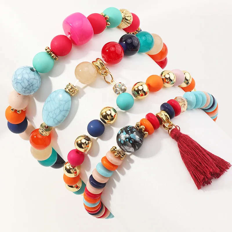 Bohemian Style Turquoise Bracelet Tassel Beaded Multi-layer Bracelet