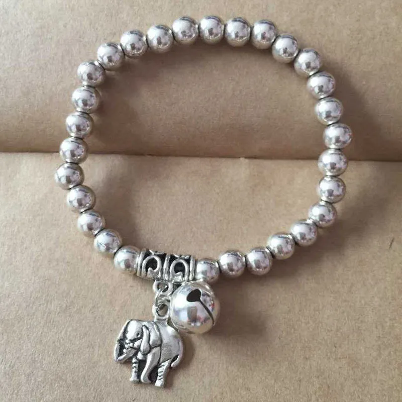 Bohemian Vintage Tibetan Silver Plated Beads Bracelet Owl Elephant Charm Bracelets Jewelry