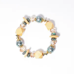 Bohemian Wood & Stone Beaded Stretch Bracelet