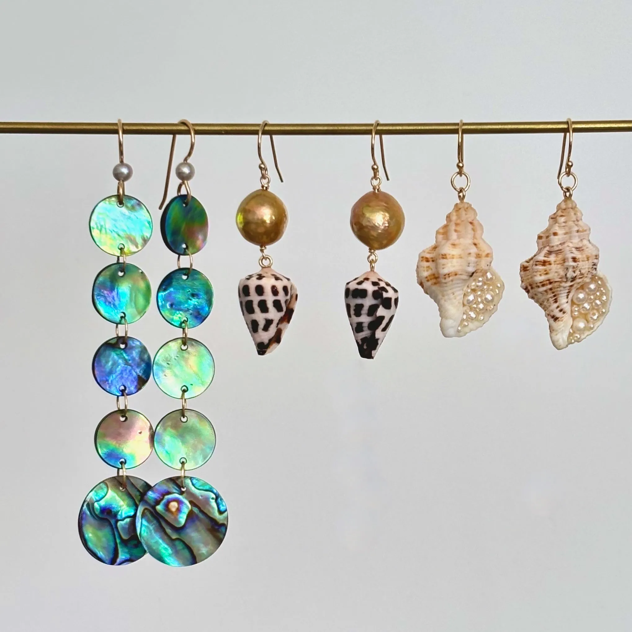 brilliant peacock flash abalone shell earrings