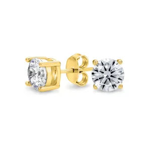 Classic Round CZ Stud Earrings Sterling Silver Rose Gold 1CT-5CTW Unisex Jewelry