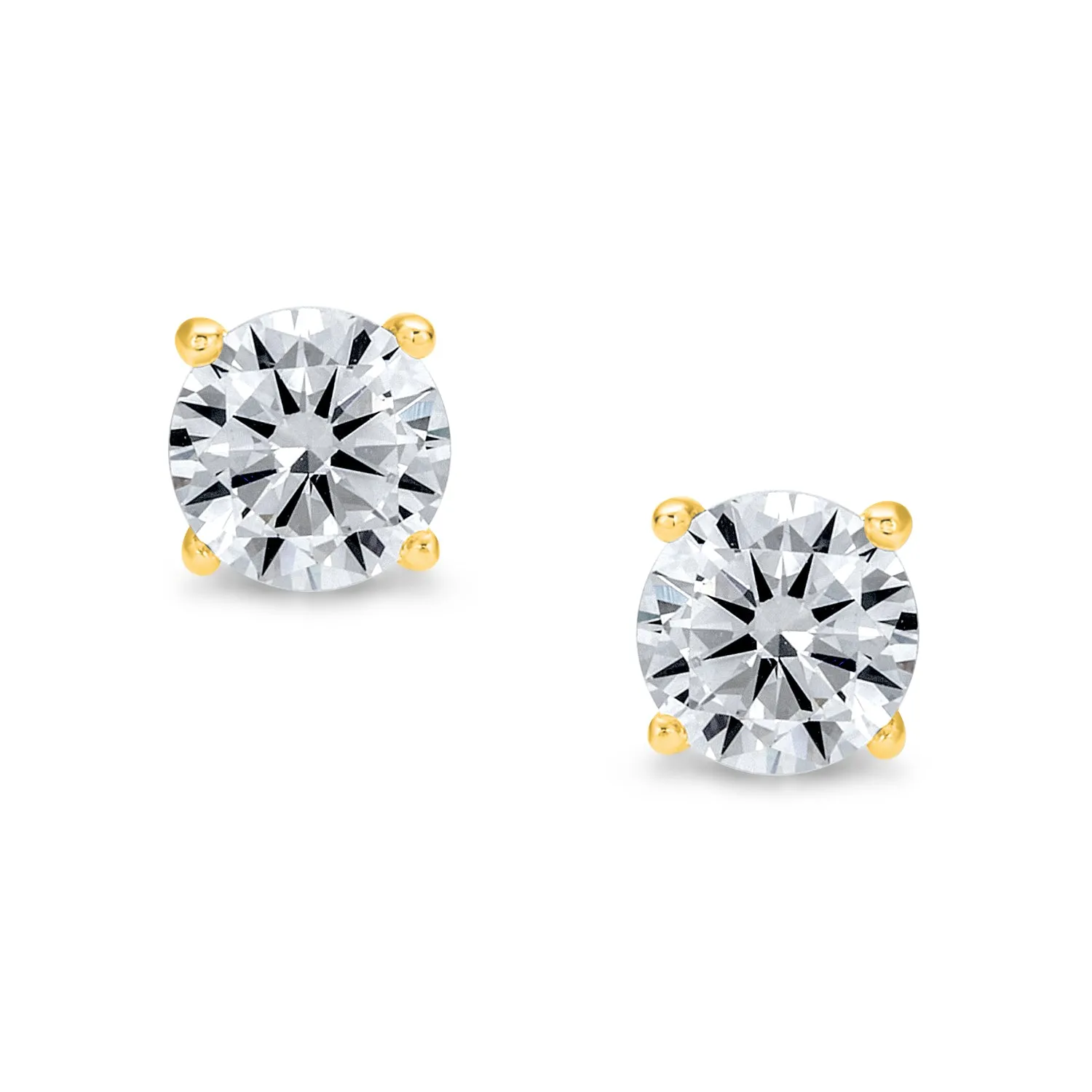 Classic Round CZ Stud Earrings Sterling Silver Rose Gold 1CT-5CTW Unisex Jewelry