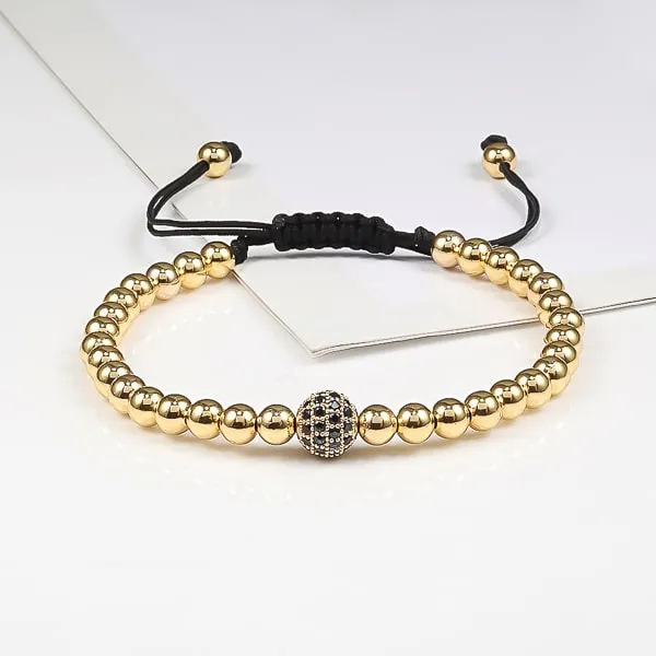 Classy Men Gold Luxury Bead Bracelet