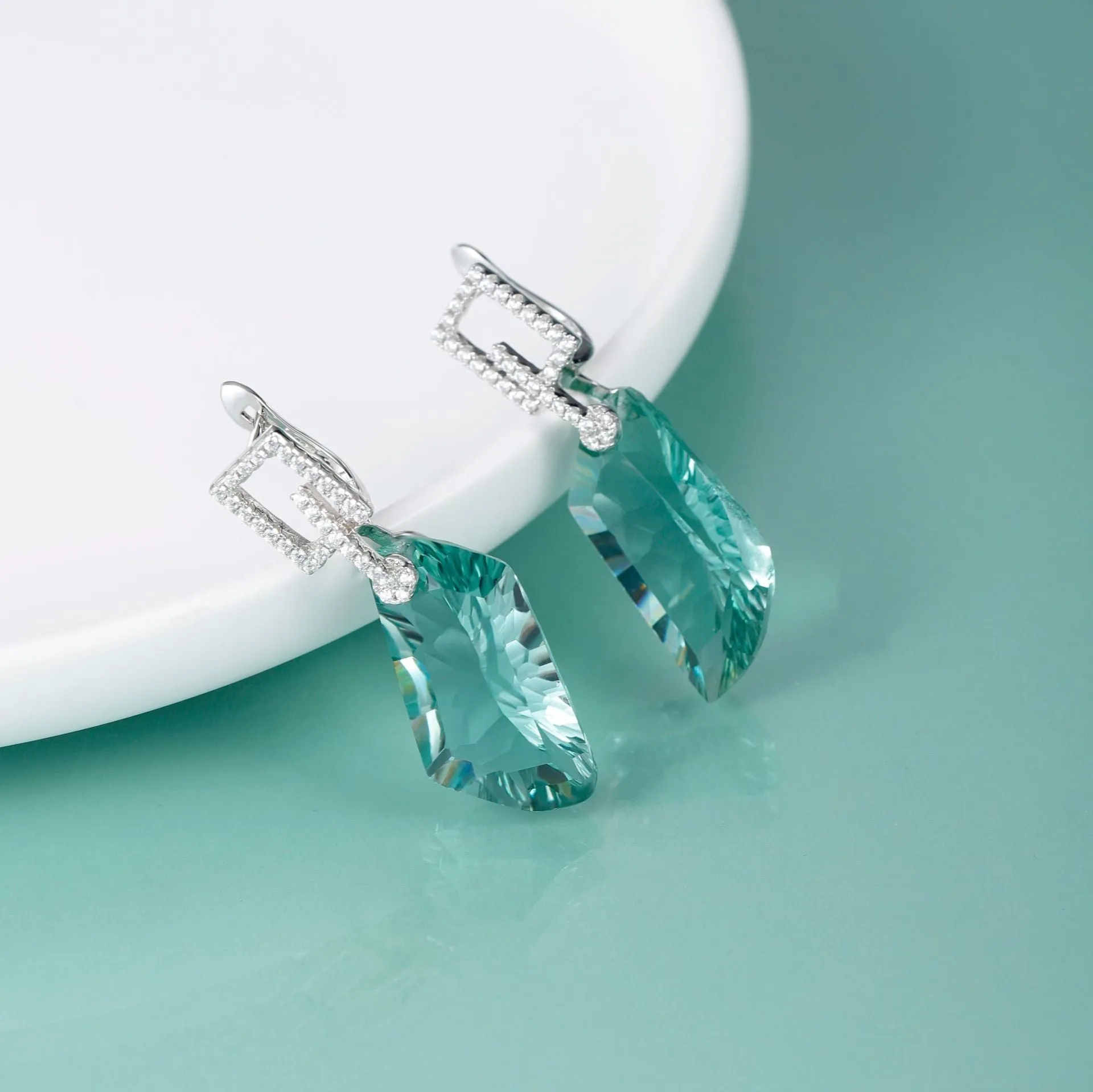 Crystal Special-shaped Silver Drop Earrings for Women