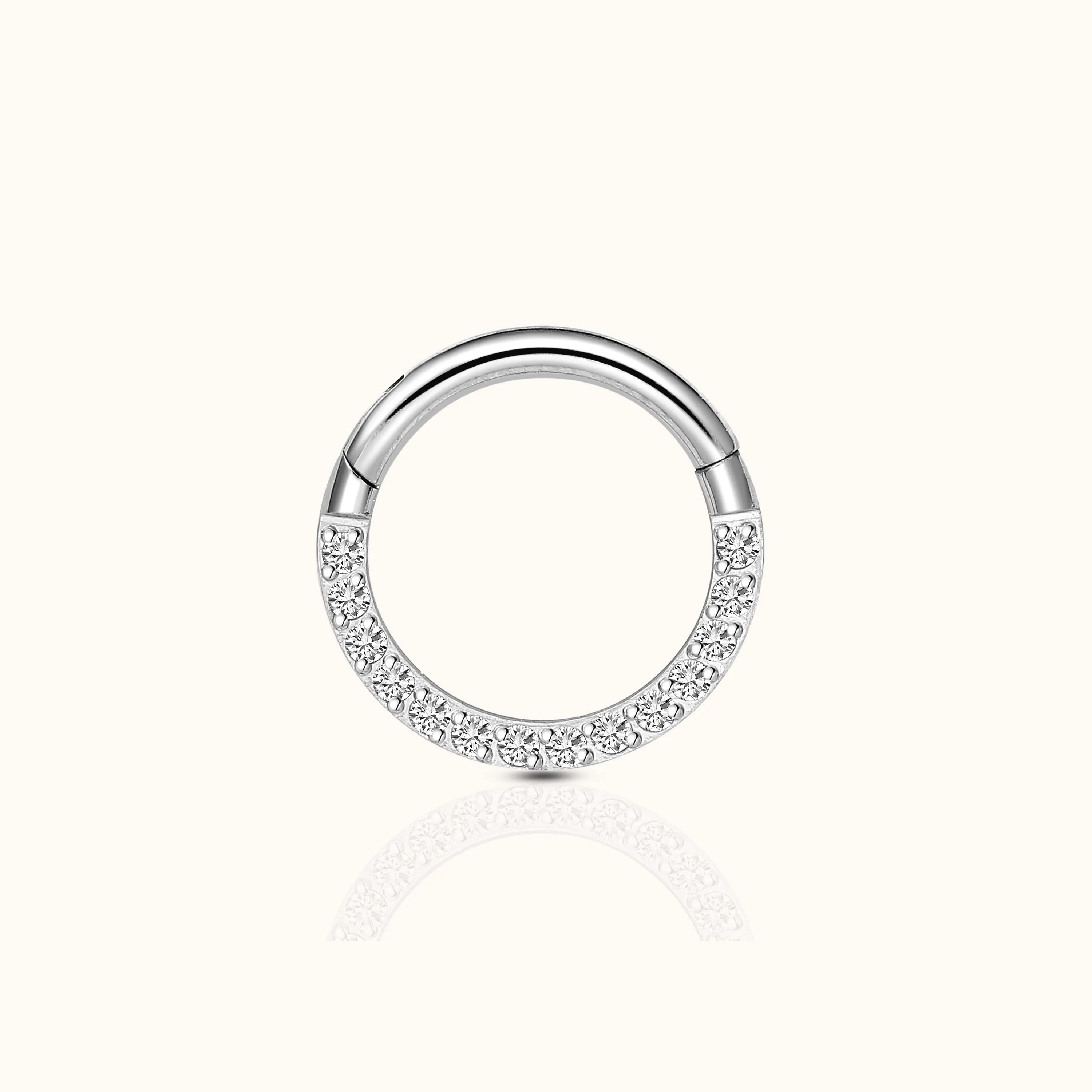 Daith CZ Clicker Titanium Hinged Hoop Earring