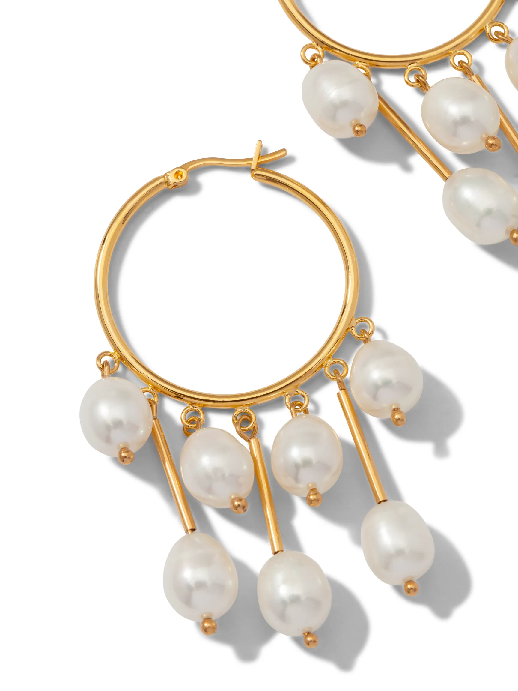 Daniela Dangle Hoop Pearl Earrings