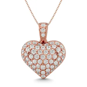 Diamond 1 1/2 ct tw Heart Pendant in 10K Pink Gold