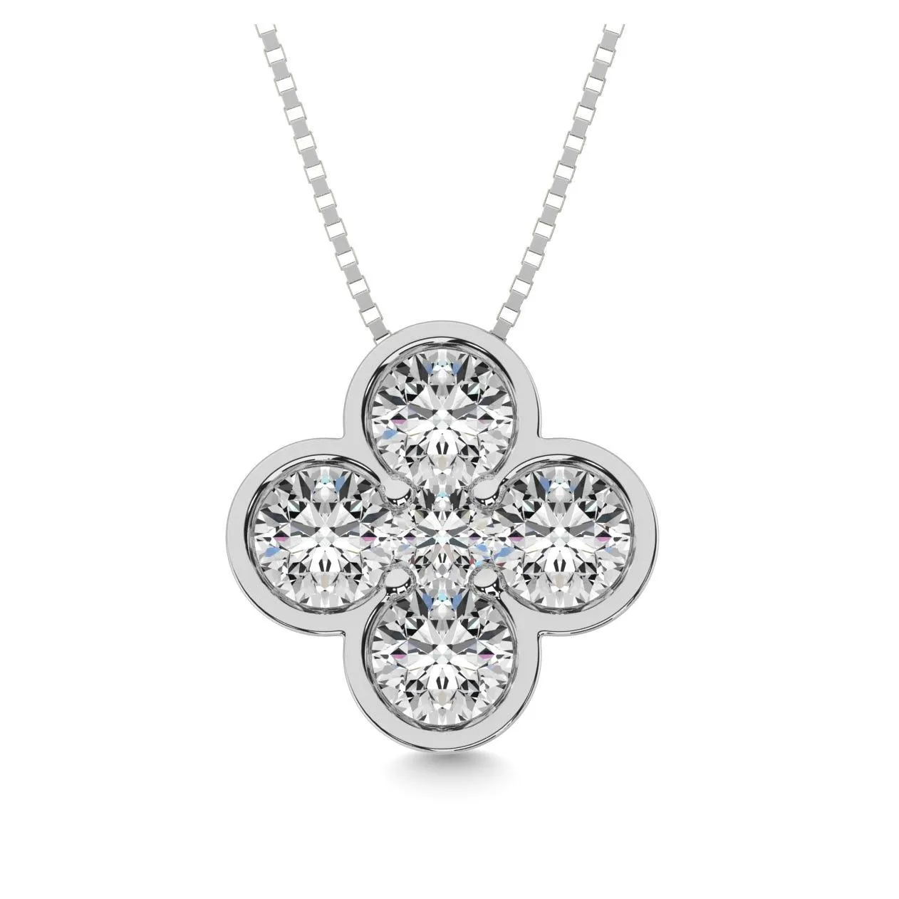 Diamond 1 ct tw Flower Pendant in 14K White Gold