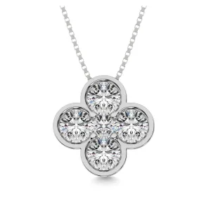 Diamond 1 ct tw Flower Pendant in 14K White Gold