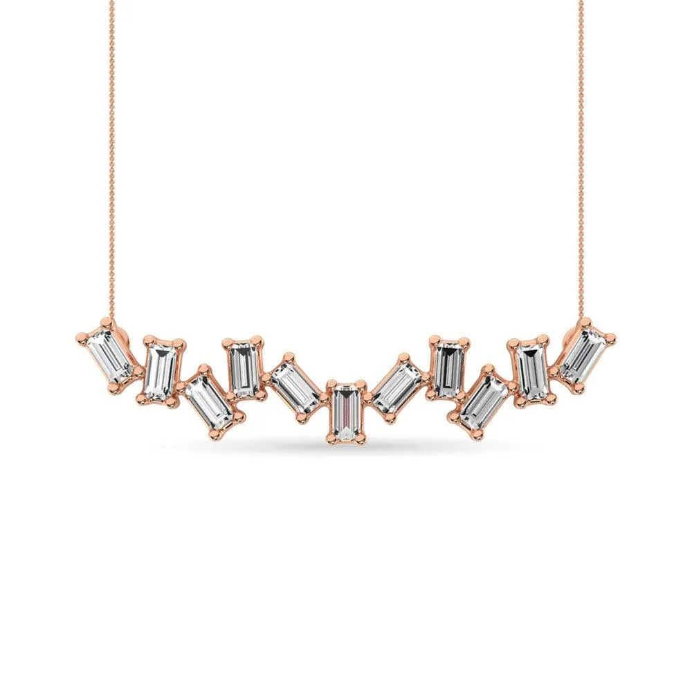 Diamond 1/10 Ct.Tw. Baguette Fashion Necklace in 10K Rose Gold