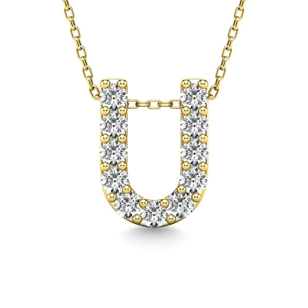 Diamond 1/10 Ct.Tw. Letter U Pendant in 14K Yellow Gold"