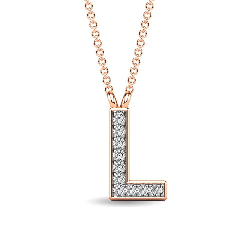 Diamond 1/20 Ct.Tw. Letter L Pendant in 10K Rose Gold