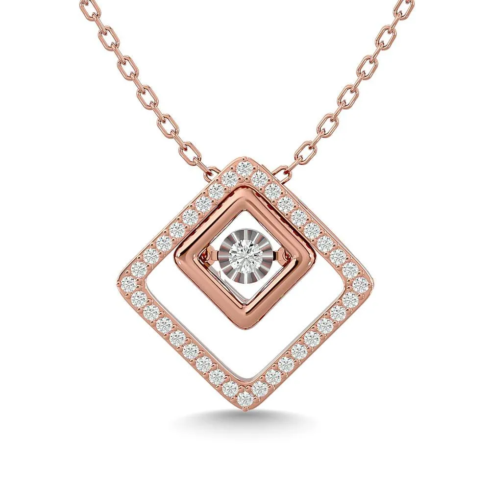 Diamond 1/4 Ct.Tw. Square Shape Pendant in 14K Rose Gold