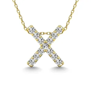 Diamond 1/8 Ct.Tw. Letter X Pendant in 14K Yellow Gold"