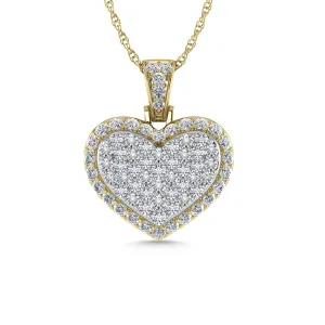 Diamond 2 Ct.Tw. Cluster Heart Pendant in 10K Yellow Gold