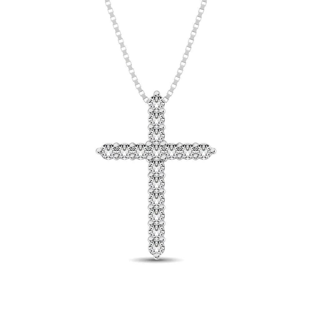 Diamond 2/7 Ct.Tw. Cross Pendant in 14K White Gold