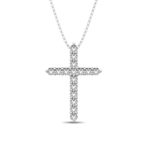 Diamond 2/7 Ct.Tw. Cross Pendant in 14K White Gold