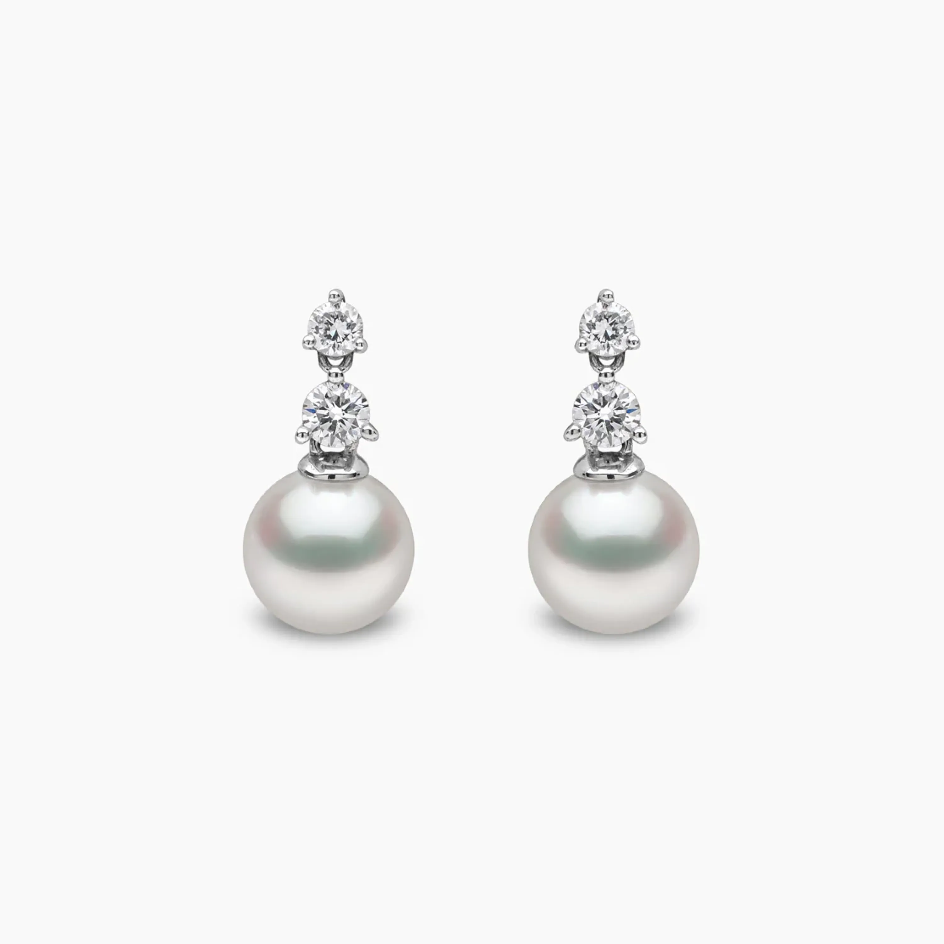 Diamond Classic 18K Gold Akoya Pearl and Diamond Earrings