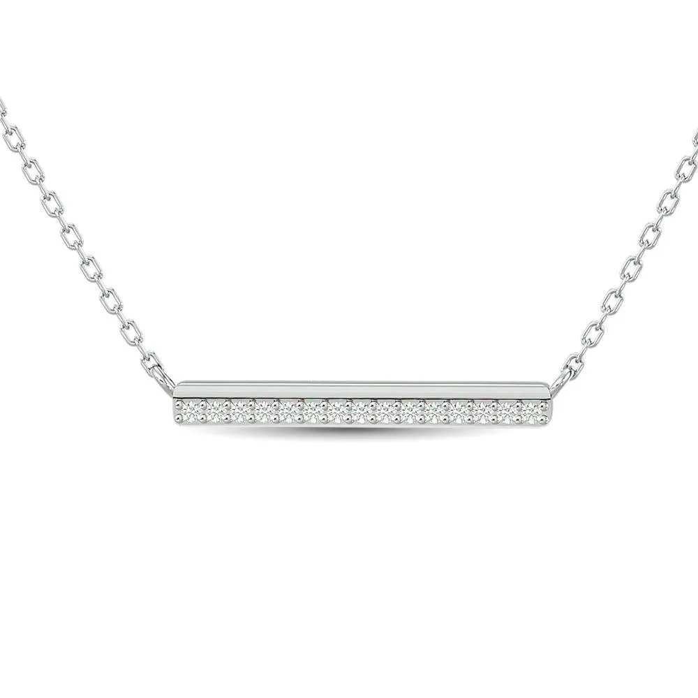 Diamond Round Cut Bar Fashion Necklace 1/6 ct tw in 10K White Gold