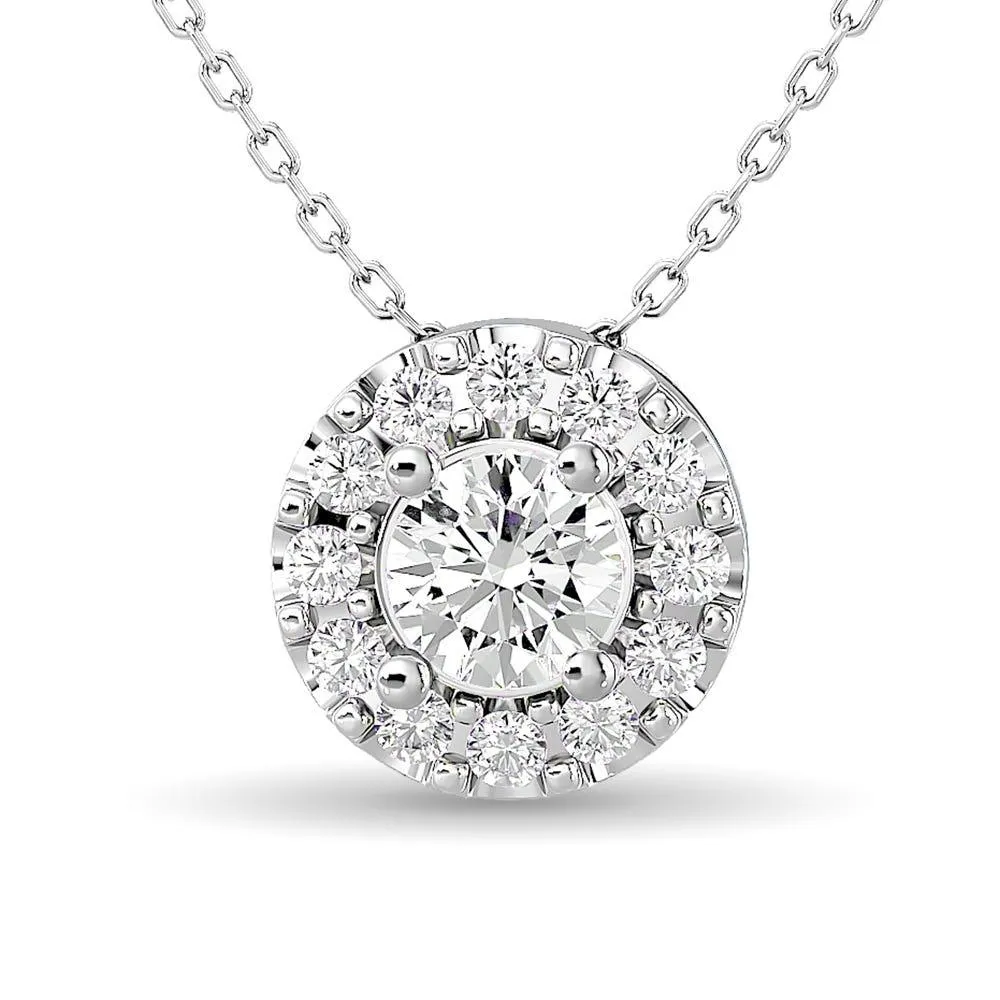 Diamond Round Cut Single Halo Pendant 1/4 ct tw in 14K White Gold