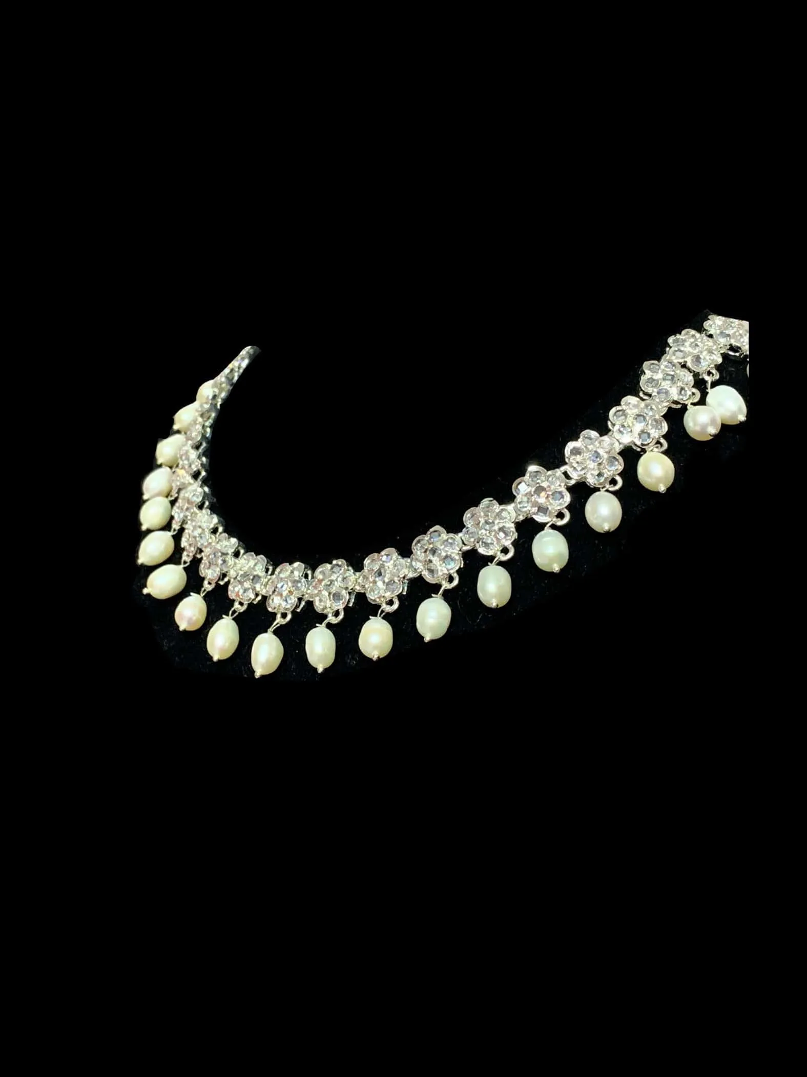 DNS61 Meenaz silver plated fresh water pearl necklace ( READY TO SHIP  ) (Copy)