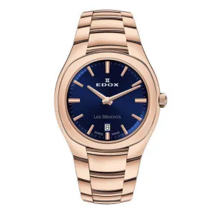 Edox Les Bèmonts Ladies Rose Gold Blue Watch 57004-37R-BUIR