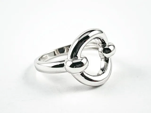 Elegant Cute Center Open Circle Shiny Metallic Silver Tone Silver Ring