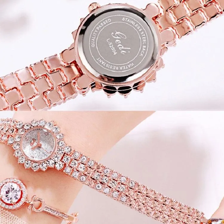 Elegant Women's Quartz Diamond-Studded Bracelet Watch by Gedi 52004